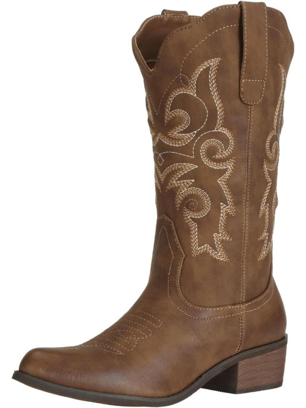Women's Distressed Brown Cowgirl Cowboy Boots Wide Calf Western Pointed Toe